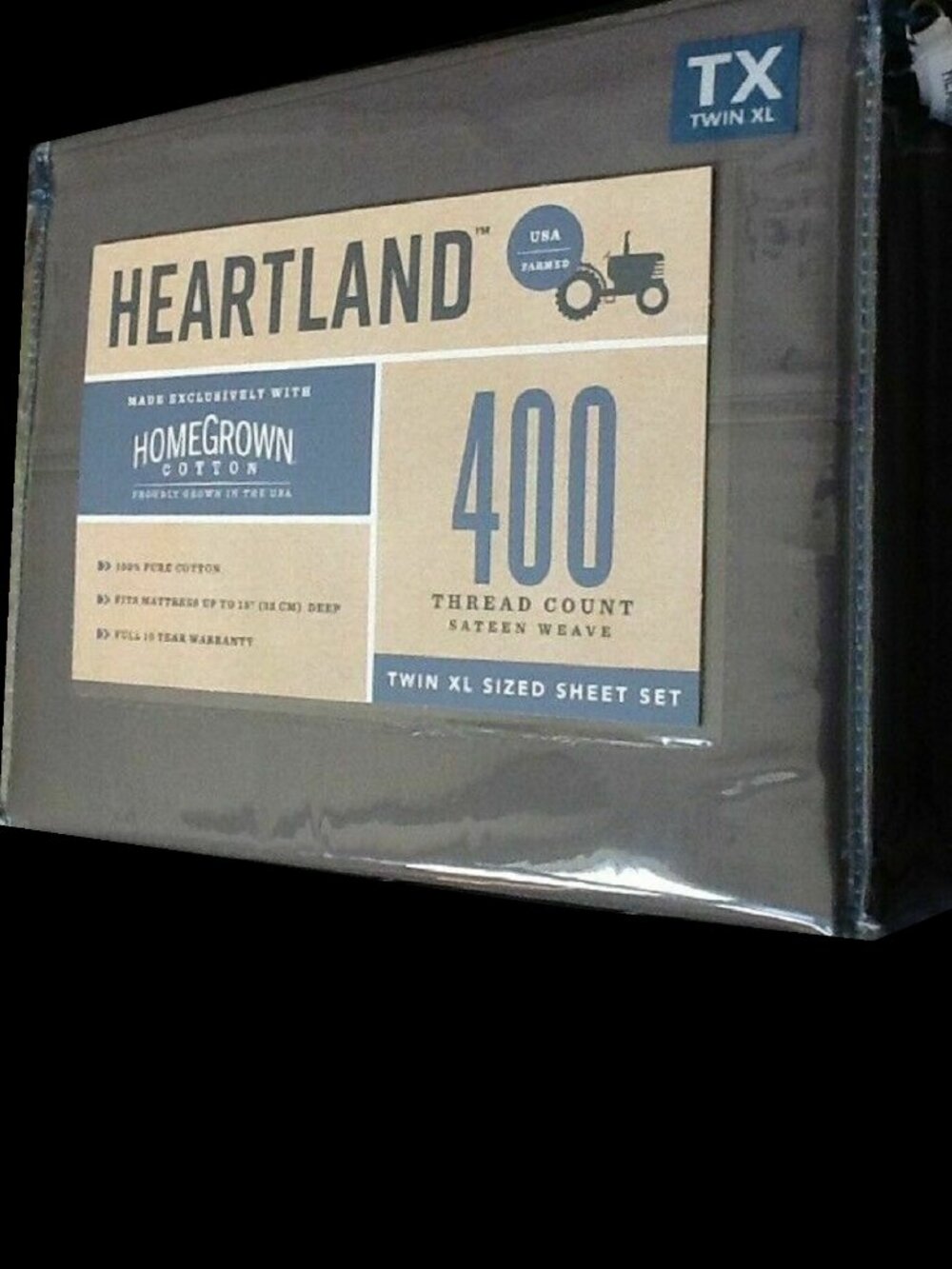 new DARK GRAY Heartland 400 TC Cotton Sateen-Weave TWIN XL Sheet Set for DORM